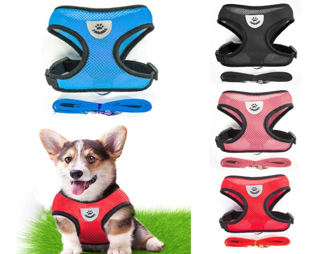 Dog Collars Breathable Small Pet Harness and Leash Set Puppy Cat Vest Harnesses Collar For Chihuahua Pug Bulldog Kitten arnes perr5584519