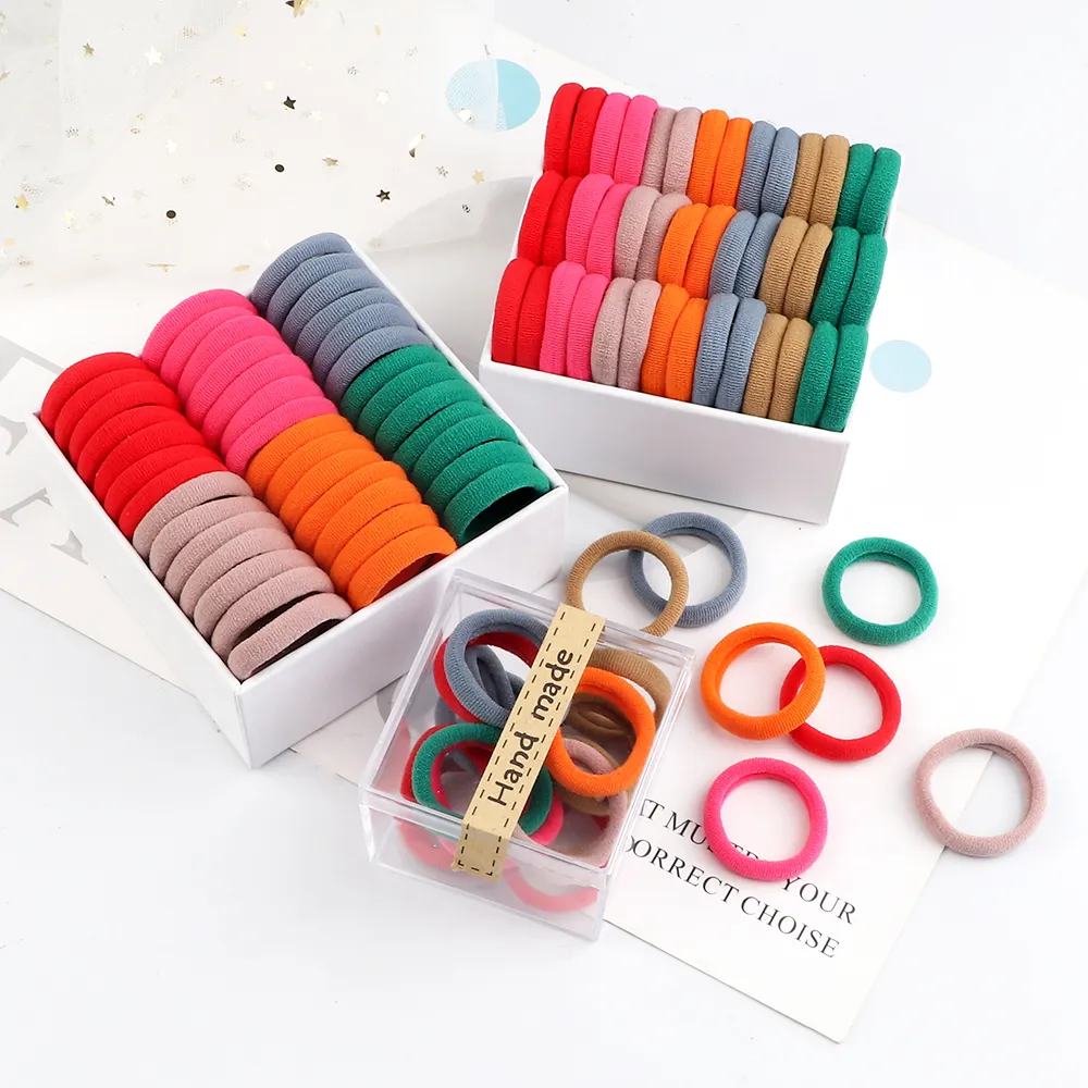 200 pcs / ensembles élastiques pour enfants de base Basic-Hair Bands Tie 3 cm Couleurs foncées Headswear Don't Hair Hair Band Band accessoires de cheveux Holder Wholesale