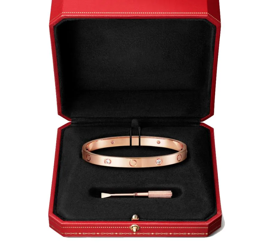 pulseira de amor com chaves de fenda de jóias de jóias rosa -rosa platina de platina 4 bracelets de diamantes para casais GI7958737