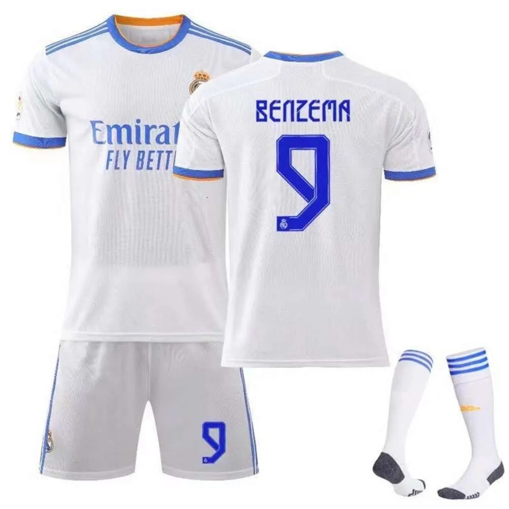 2122 Real Madrid Home No.9 Benzema No.10 Modric Football Jersey Adult Kids Set