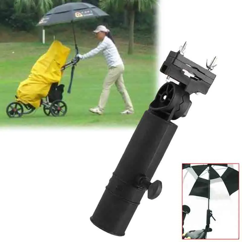 Universal Golf Club Cart Umbrella Holder Stand for Buggy Cart Baby Pram Wheelchair Bike Umbrella Stand Clip Durable Black