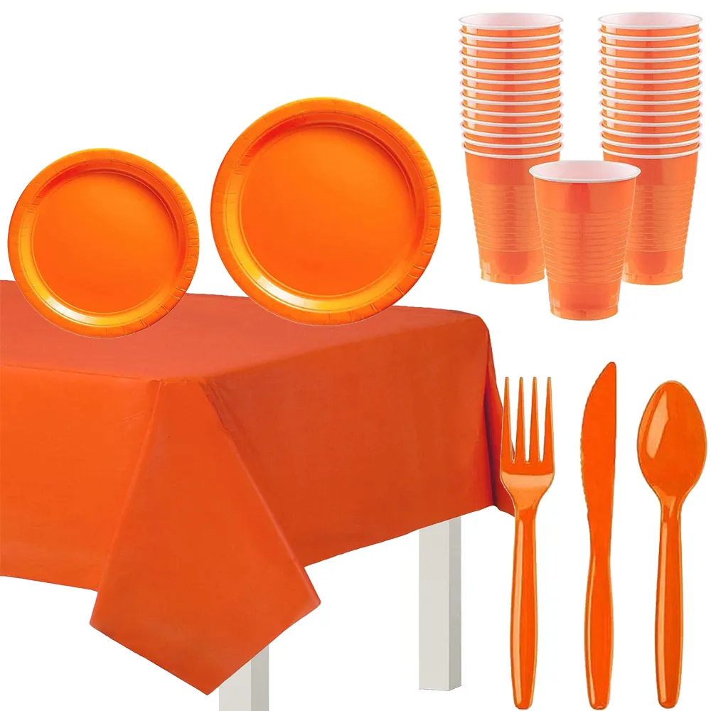 Orange verfügbar Plastik Party Tabelle Cup Plate Serviette für Kinder Geburtstagsfeier Halloween Decor Party Dinner Supplies Geschenk Geschenk