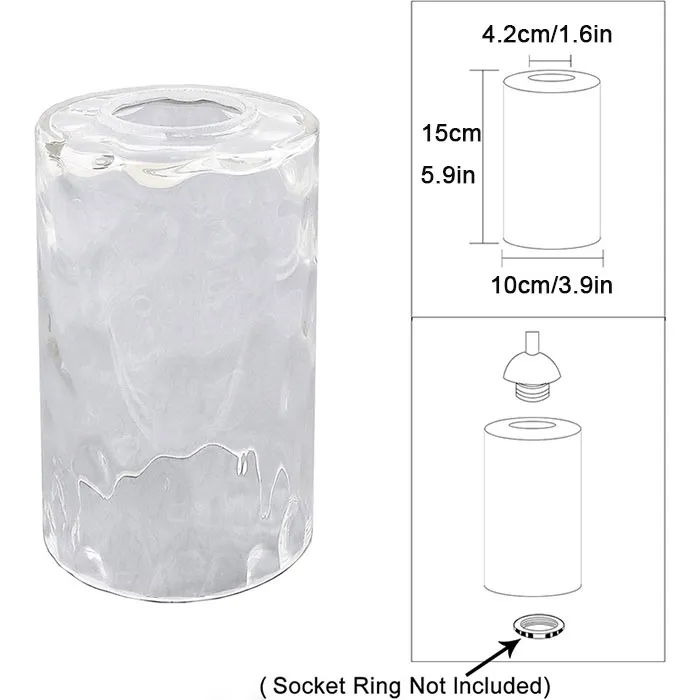 Skelang Clear Glass Cylinder Lamp Shade – 2-Pack, 3.5" X 5.5", 1-5/8" Fitter, For Chandeliers, Table Lamps & Wall Lights