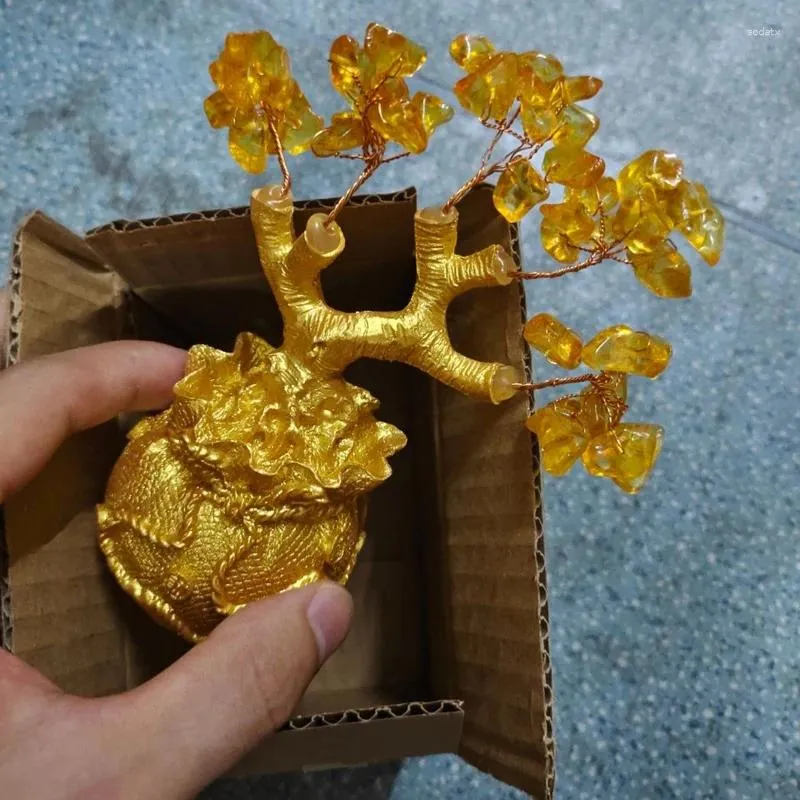 Bolsas de jóias Feng Shui Gold Money Feltune Tree em Dragon Pot Bonsai Decoração de casa Riqueza