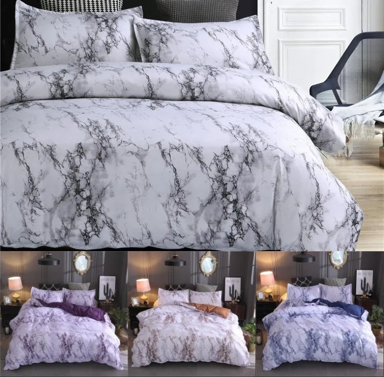Marmormönster sängkläder sätter polyester sängkläder täckning set 23st tvilling dubbel drottning quilt täcker sängkläder inget ark ingen fyllning5142555