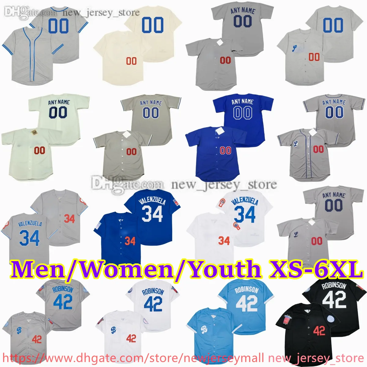 Movie XS-6XL personalizzato Maglie da baseball Maglie da baseball 42 Jackie Robinson 32 Sandy Koufax Fernando Eric Gagne Dusty Baker Maury Wills Mike Piazza Steve Garvey Maglie