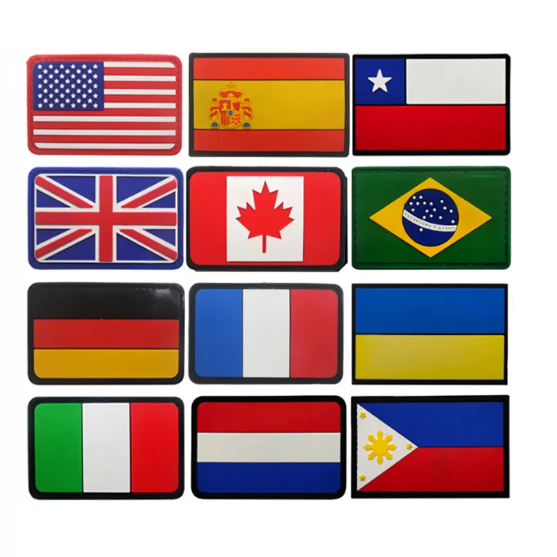 PVC Epóxi Bandeira Braço Brasil Chile Holanda Ucrânia Estados Unidos Canadá Batch Roushpack Backpack Patch decorativo