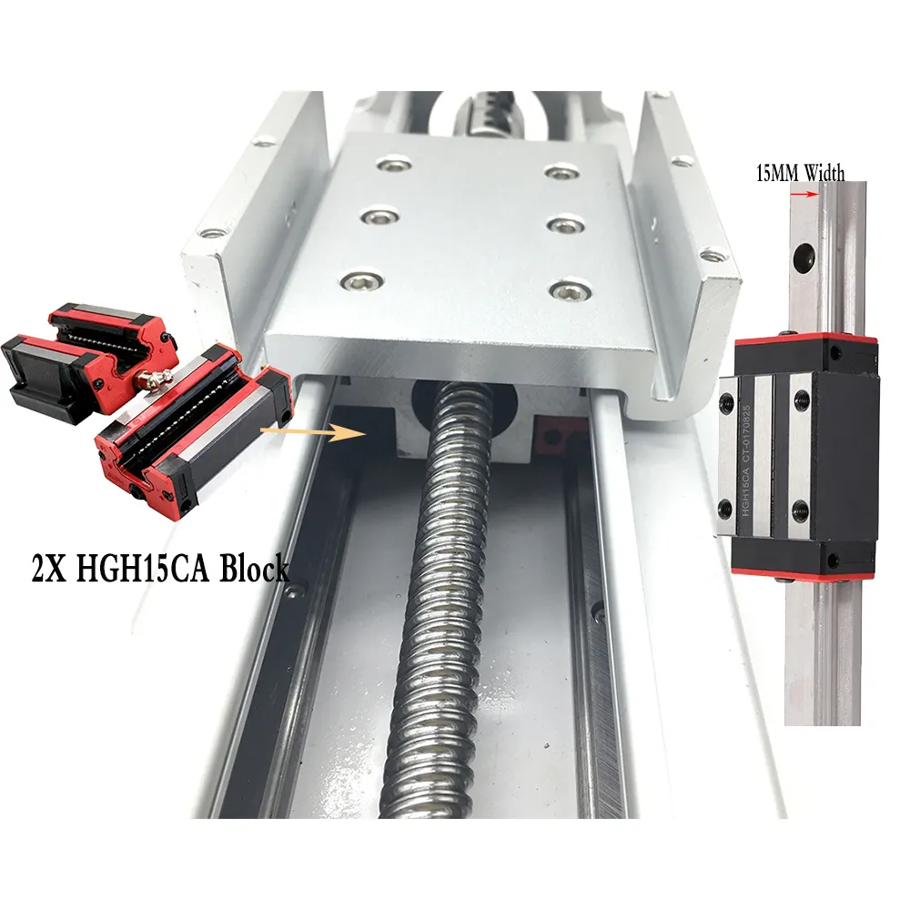 120mm Wide Heavy Load Fully Enclosed Guide Slide Stage Actuator Ballscrew 1605/1610 Linear Rail Guide 2x HGH15CA Slider XYZ
