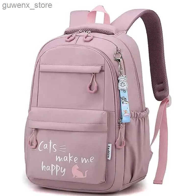 Backpacks Childrens School Tasche 2024 Neues süße Mädchenschule Rucksack Kawaii Childrens School Tasche Junior Schüler Geschenk großer Kapazität Rucksack Y240411