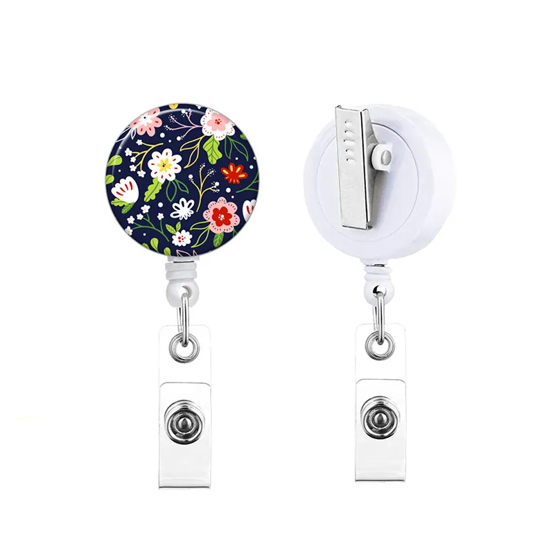 Blommor Badge Holder Nurse Card Holder med utdragbar rulla Doctor Nurse Accessories Porte Badge Studentnamn ID -korthållare