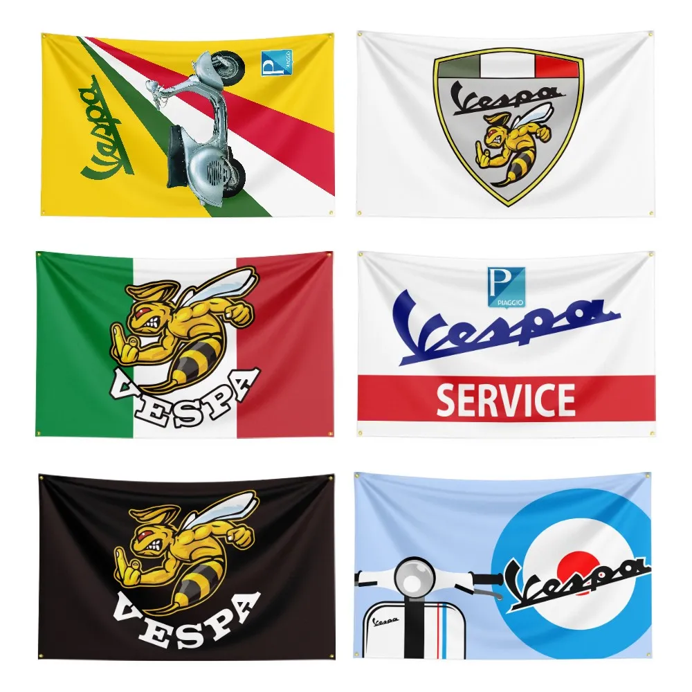 Italy Vespa Scooter Flag Polyester Digital Printing Moto Banner