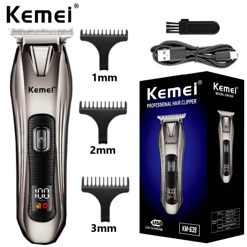 Trimmare Kemei KM639 Professionell Clipper laddningsbar hårtrimmer för frisör Män Electric Beard Shaver Hair Cutting Machine