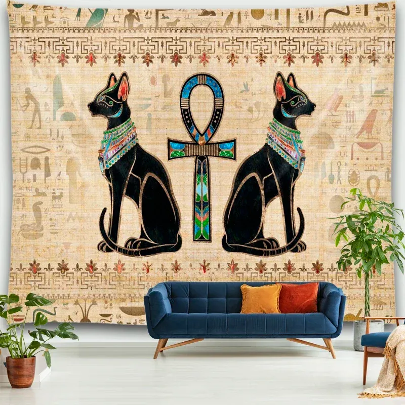Oude Egyptisch tapijtwerk mystieke symbool muur hangende doek huis oude cultuur retro