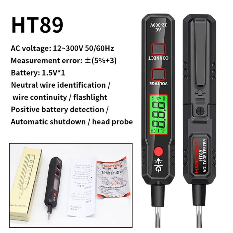 Habotest Pen Type Digital MultiMeter True RMS Smart AC DC Resistance Capacitance Treacter 12-300V Multitester