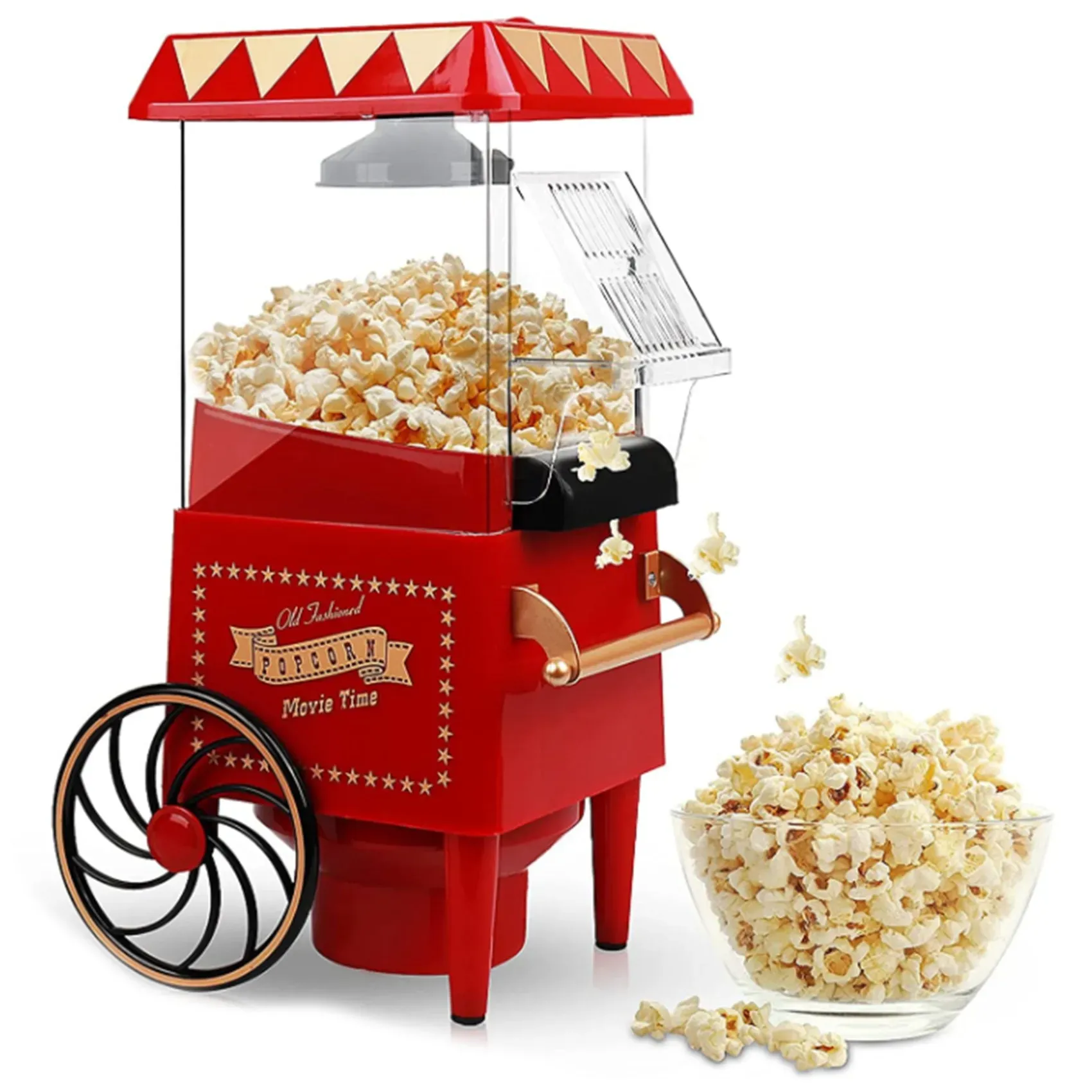 Mélangeurs Popcorn Maker, Hot Air Popcorn Machine Vintage Tablette Popcorn Popcorn Popper, Snack sain et rapide pour la bougie de l'UE Home