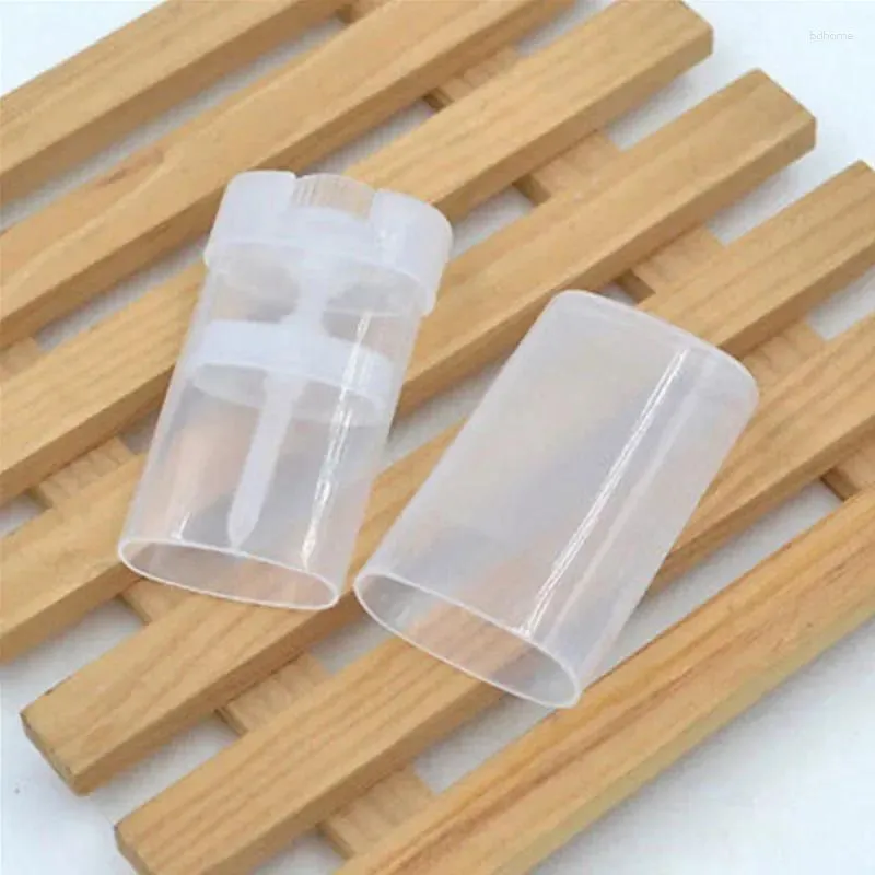 Storage Bottles 5pcs White Transparent Empty Oval Flat Lip Tubes Plastic Solid Perfume Deodorant Stick Containers Homemade Lipstick