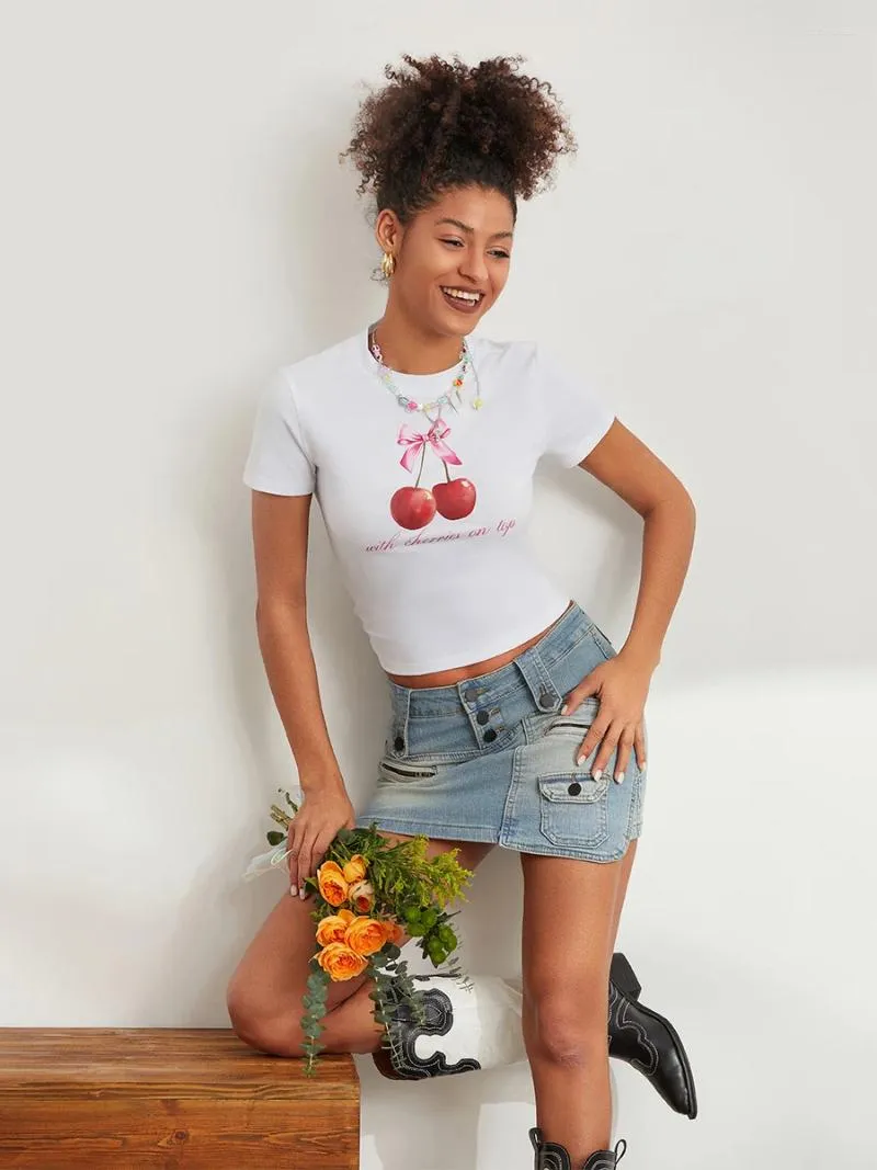 Camiseta feminina tee de bebê gráfico y2k para mulheres engraçadas de manga curta de manga curta adolescentes menina estética