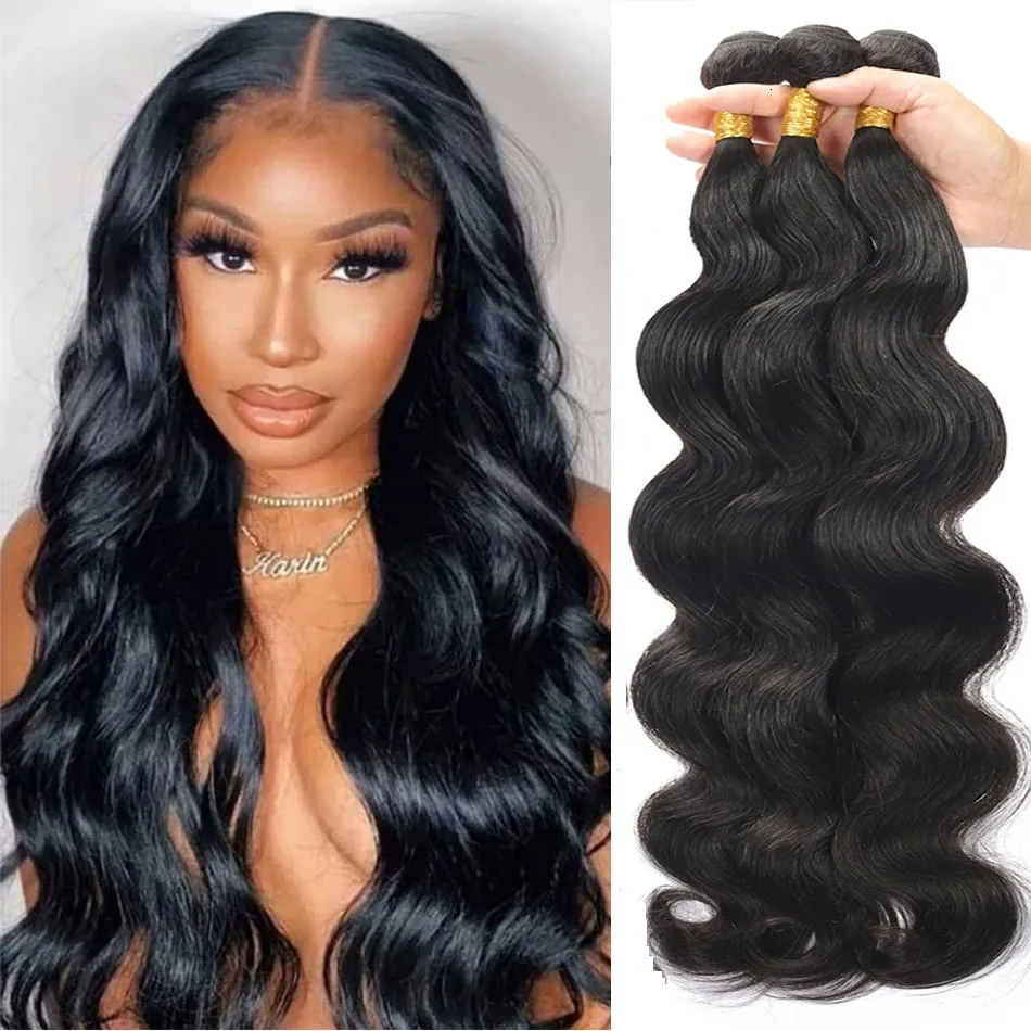 12A BRAZILIAN BODY WAVE Hårbuntar Natural Color Remy Human Weave 1234 PCS grossistpris för svarta kvinnor 240401