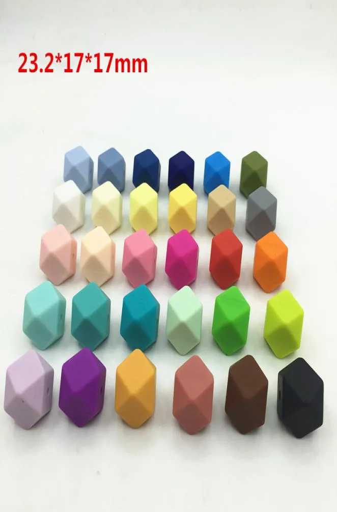 232mm största geometriska hexagon silikonpärlor diy mycket 100 st hexagon lösa individuella silikonpärlor i 30 färger3587839