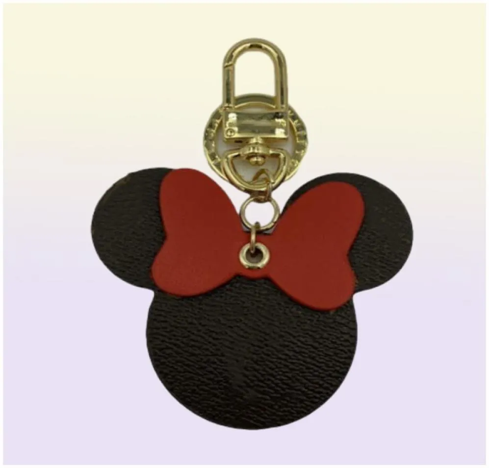 2023 Plauid Designer Mouse Bow Torychains PU Leather Animal Bag del Pendant Charm Girls Auto Capitane Caragonisti Chains Fashion Fashion Key Rin5711521