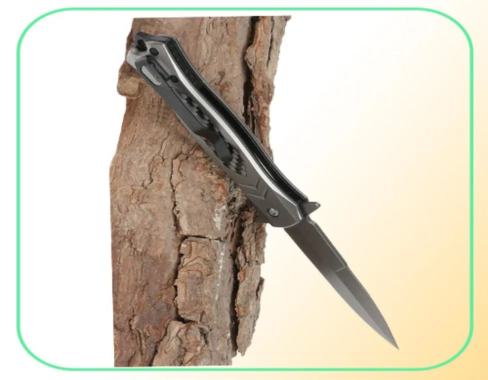 FA53 av hög kvalitet Assisted Flipper Folding Knife 440C Grå titanbeläggningsblad Rostfritt stålhandtag EDC Pocket Knives med RE5370435