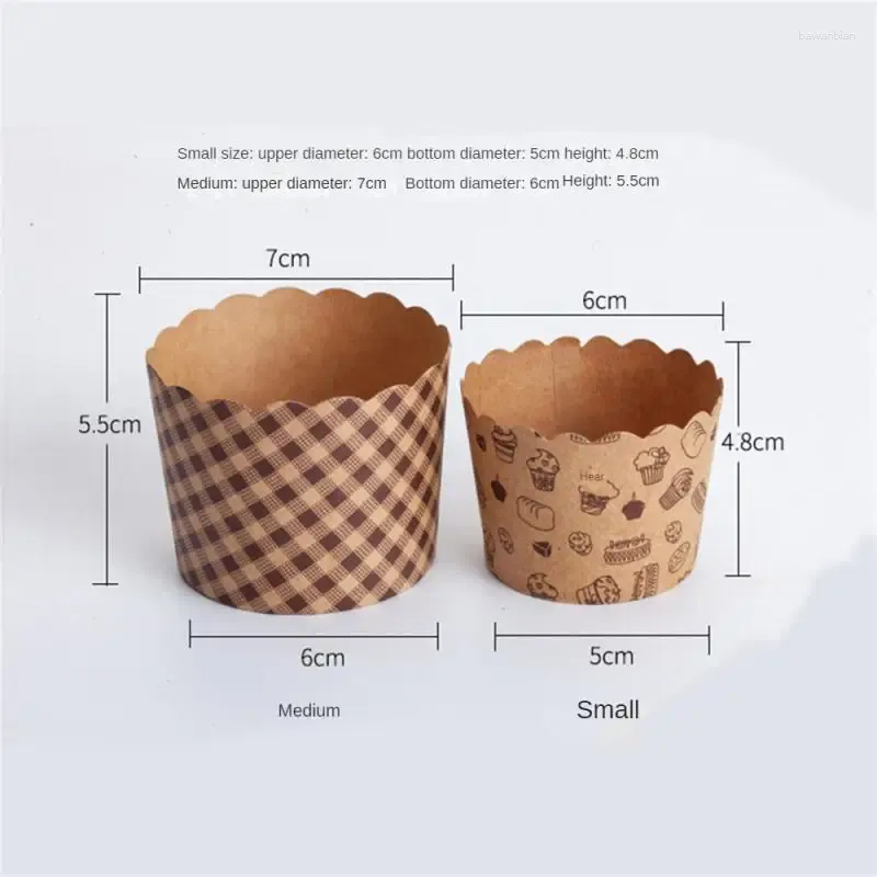 Baking Moulds Medium Muffin Paper Cups Kraft Packaging Box High Temperature Resistant Bakery Party Accessories