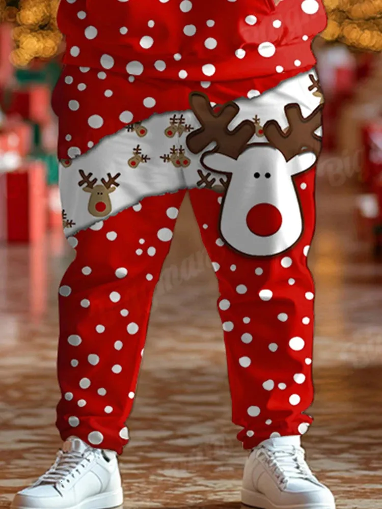Survêtement De Noël Homme - Sweat à Capuche Et Pantalon - Impression 3D Père Noël/Renne - Tenue Déguisement Fête
