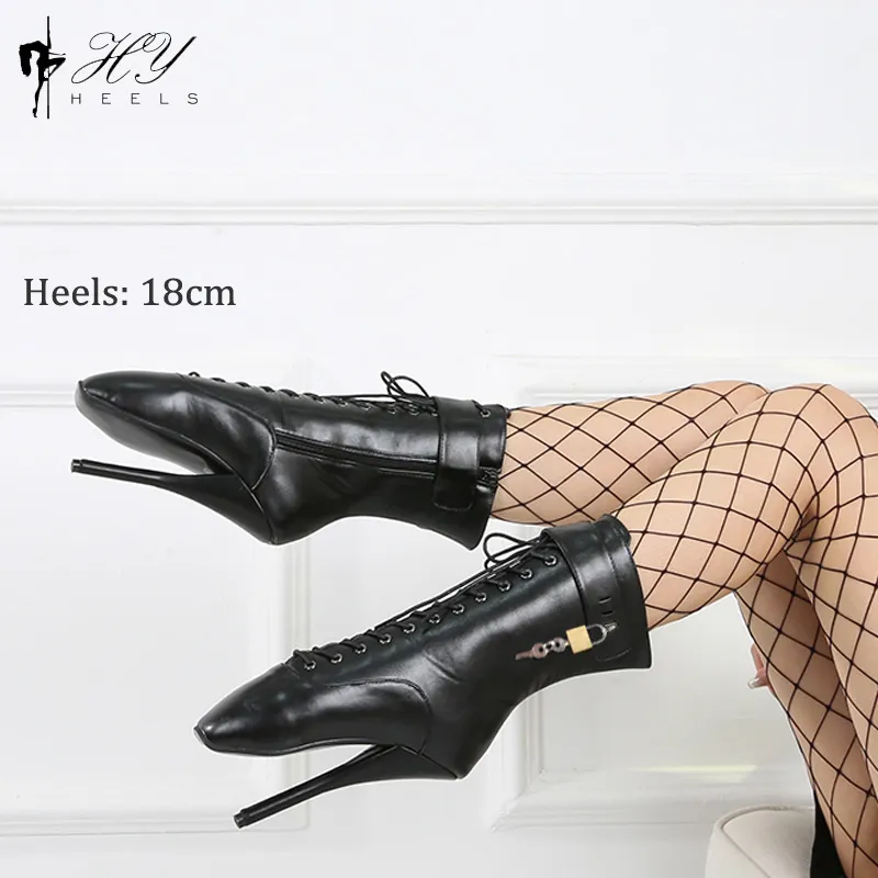 DHgate Extreme High Heel Ballet Boots with 7 Inch Heels Lace up Ankle Boots for Women Big Size 46 Shoes Accessories