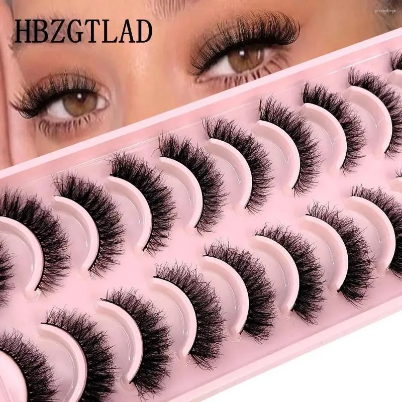 Falsche Wimpern Hbzgtlad 10 Paare 3D Faux Mink Eye Wimpern Fluffy Volumen Kurzes Make -up -Kit natürliche Longyelas