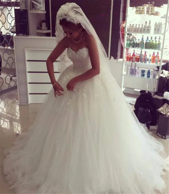 Vestidos de vestuário de bola brancos vestidos de noiva 2021 vestidos de noiva inchados de plus size com flores 3D Aplique Princess Lace Vestidos de noiva 9034907