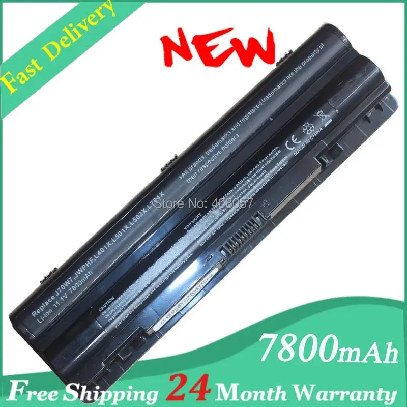 배터리 새로운 7800mAh 배터리 XPS 시리즈 14 15 17 L401X L501X L701X 3121123 3121123 Dell 노트북 배터리 J70W7 JWPHF R795X WHXY3