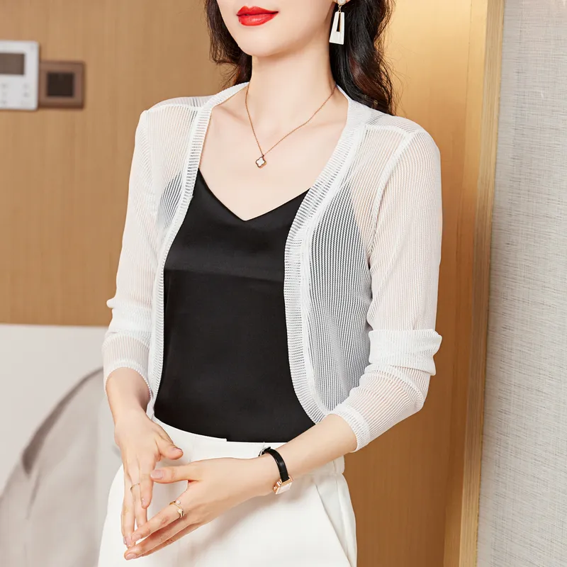 トップス sheer short cardigan cup in knit cami Womens Lightweight Crochet Cardigan Shrugs Knit Crop Tops