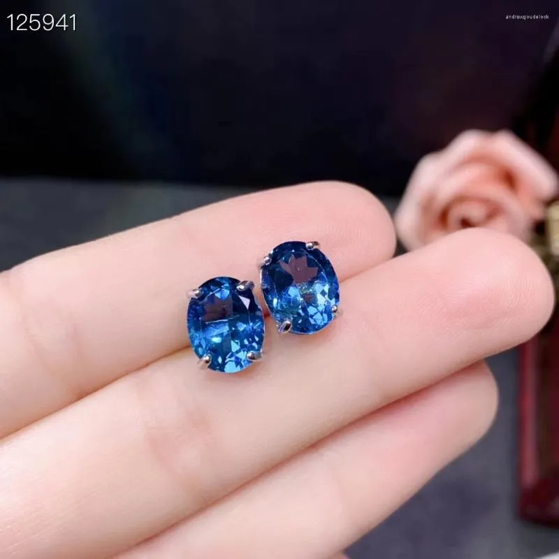 Bolzenohrringe dunkelblau natürliche Topaz für Hochzeit Gesamt 6ct 8mm 10 mm VVS Grade London mit goldener plattiert