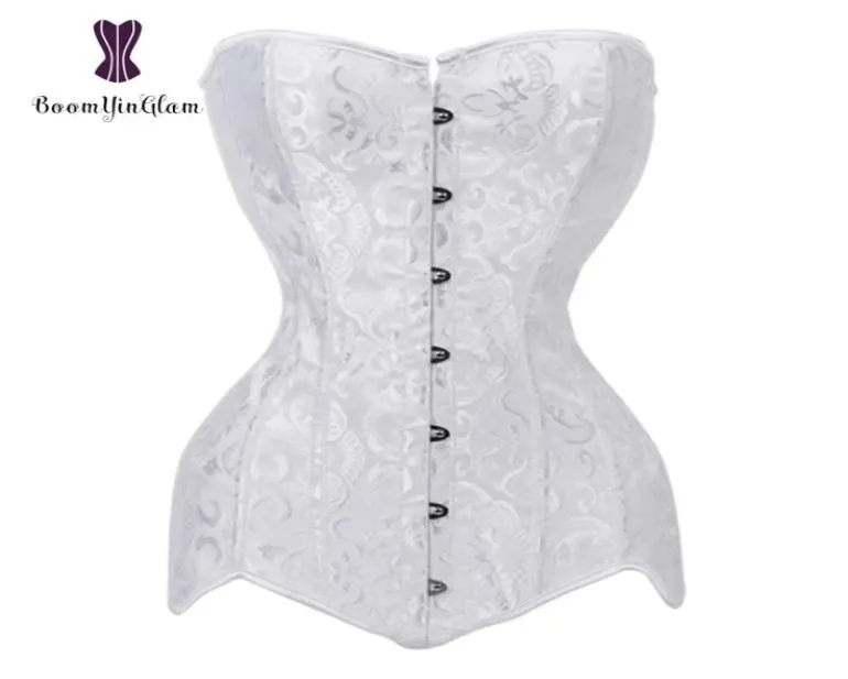 Wit bruidscorelet overbust Korset sexy full body shaper xs tot 6xl spiraalvormig staal verborgen lange torso shapewear corset 942 y111990233908161