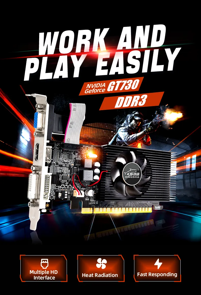 JINGSHA GeForce GT 730 4GB DDR3 Graphics Card Discrete GPU