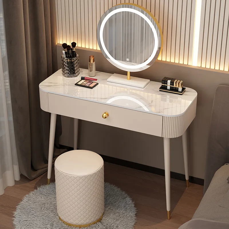 Тщеславный стол. Простой зеркальный стул с ящиком для хранения лампы спальня для спальни простая современная деревянная мебель Hy