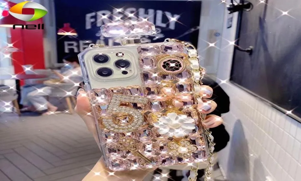 Luxury bling 3D Perfume Bottle Case de teléfono Diamante Cubra de DIY iPhone 12 Pro Max 12Mini 11 11Promax XS XR 8 7 Plus Shel7291377