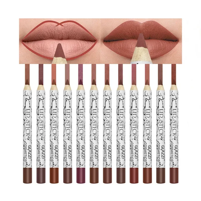 12 kleuren lip voering potloodset matte lipliner potlood lipstick set waterdichte langdurige lippenstift voering lip tint pen cosmetica