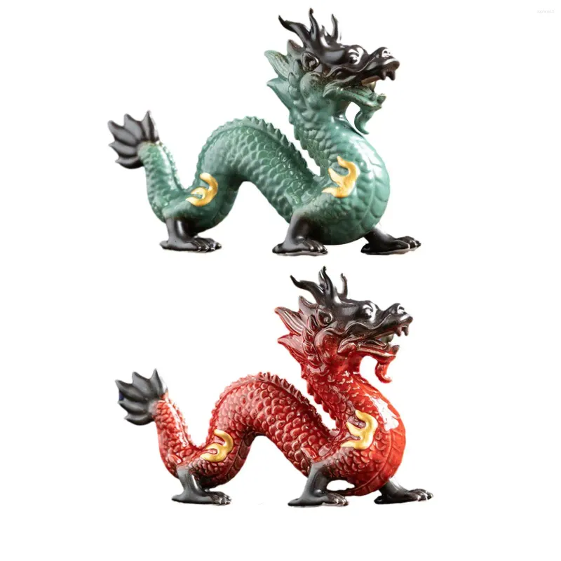 Decorative Figurines Traditional Chinese Porcelain Dragon Statue Ceramics Craft Decor Year Ornament For Desk Office Home Wealth