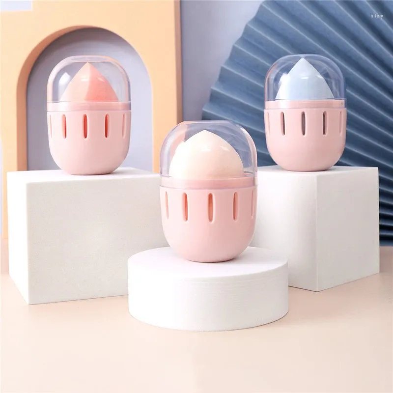 Opbergdozen 2024 Beauty Egg Box met dekstof Dust Draagbare sponsrek Ademmake -up cosmetische kast