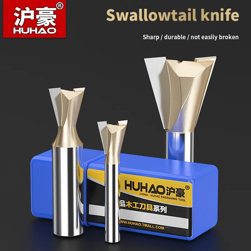 Huhao Shank 12.7mm DOVETAILジョイントルーターウッド用のタングステンミリングカッターウッドワーキングCNC彫刻ビット大工ツール