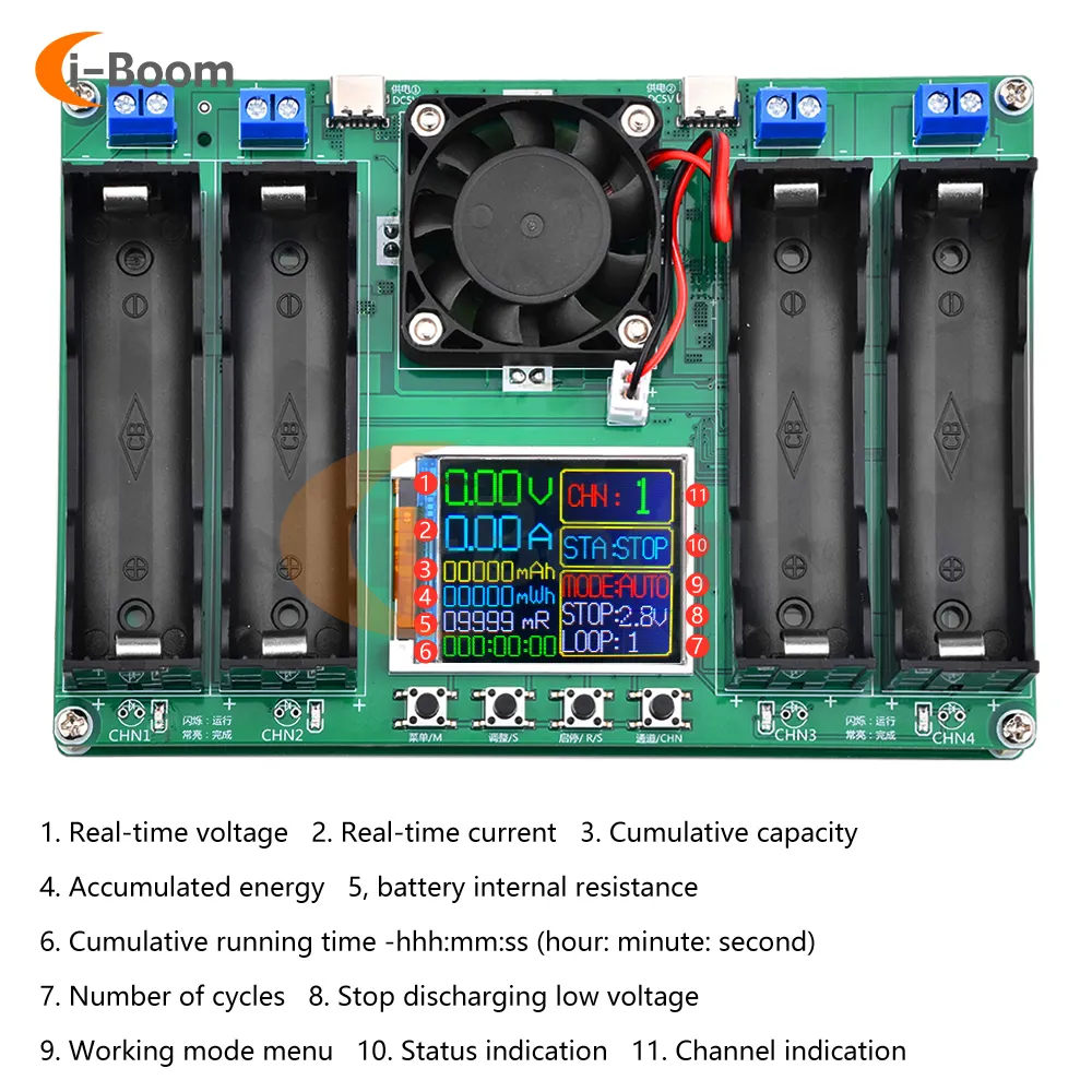 18650 Lithium Battery Internal Resistance Tester Instrument Automatic Charging and discharging Module Type-C Interface