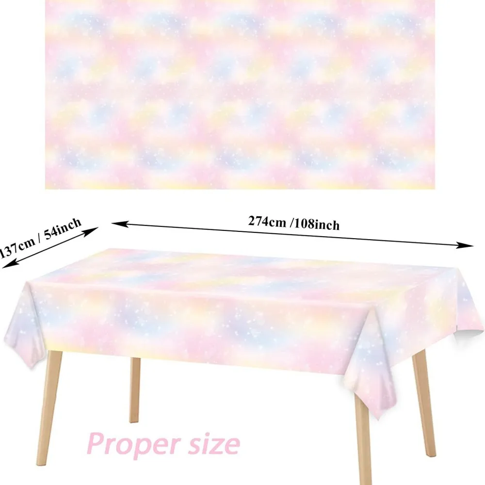 137*274cm Rainbow Tablecloth Pink Girls Birthday Wedding Party Decorations Disposable Plastic Table Cloth Baby Shower Supplies