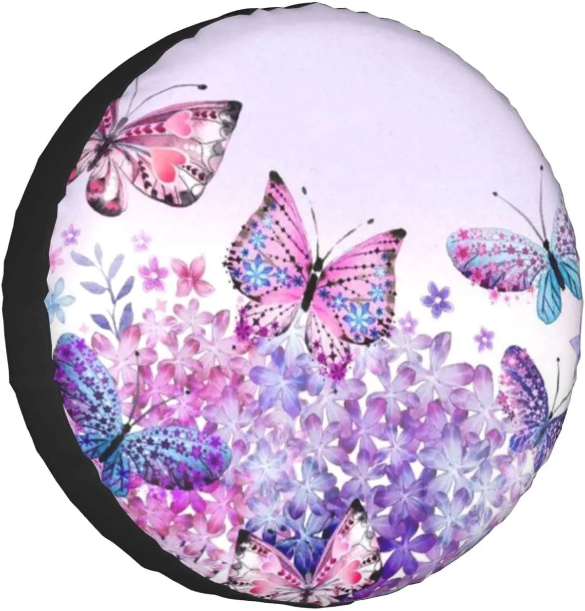 Beautiful Purple Butterfly Art Printed Spare Tire Cover Waterproof Tire Wheel Protector for Car Truck SUV Camper Trailer Rv 14"-