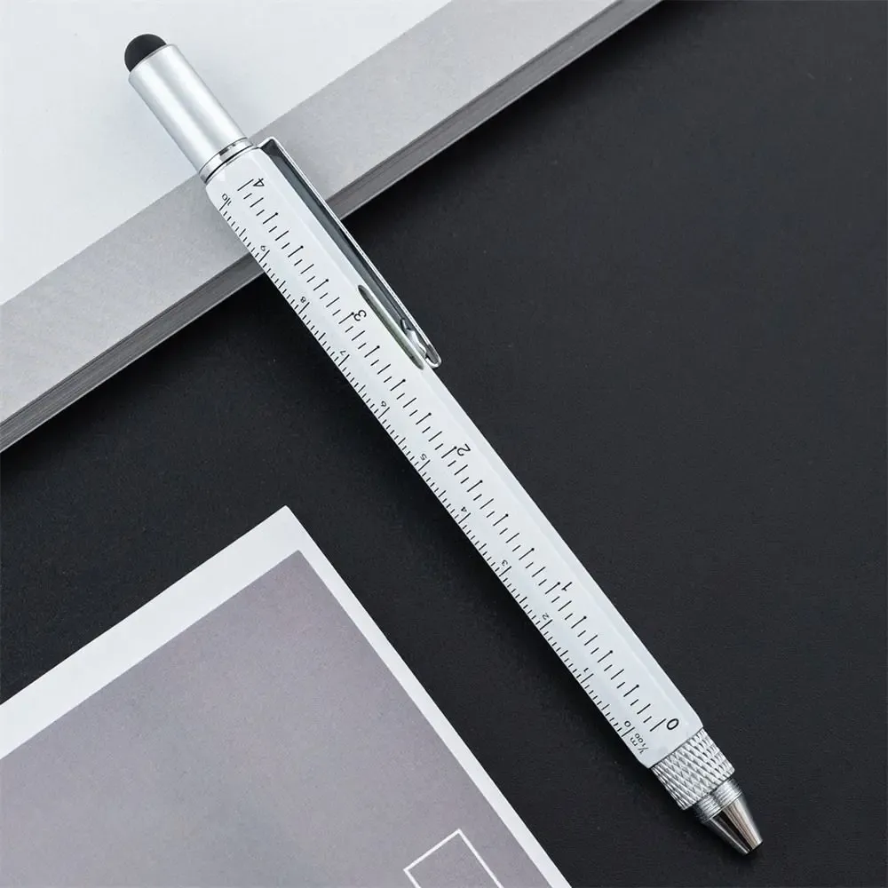 6in1 Multifunktionell kapacitiv penna med skruvmejsel 1,0 mm påfyllning Bollpunktsskärm Touch Pen Woodworking Pen Office Supplies