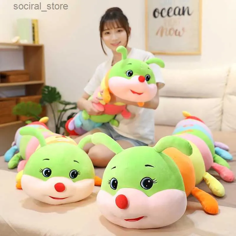 Stuffed Plush Animals 70cm-110cm Lovely Soft Colorful Caterpillar Plush Toy Pillow Kids Children Stuffed Plush Toys Worm Soft Plush Doll Birthday Gift L411