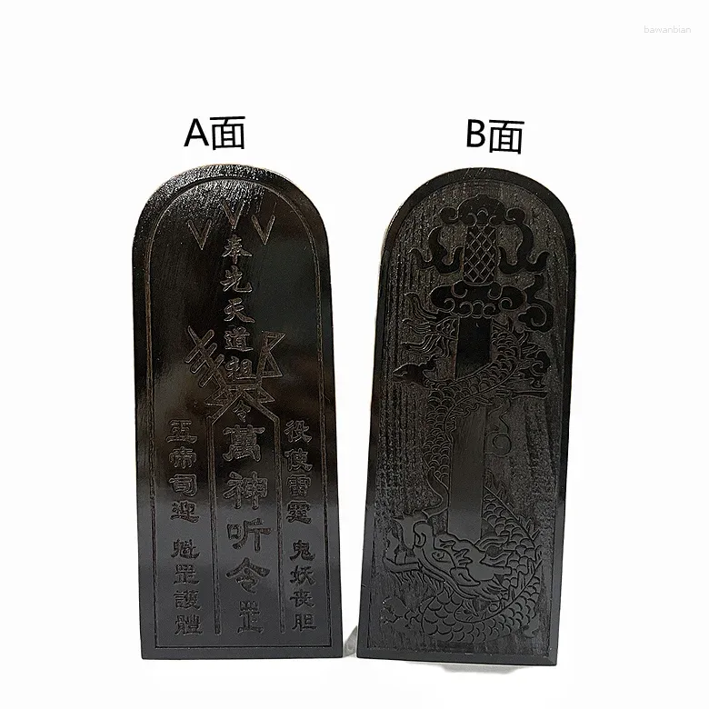 Decorative Figurines Taoist Altar Token Black Red Congenital Ancestor Carving Peach Wood Ornaments Magic Tools Supplies