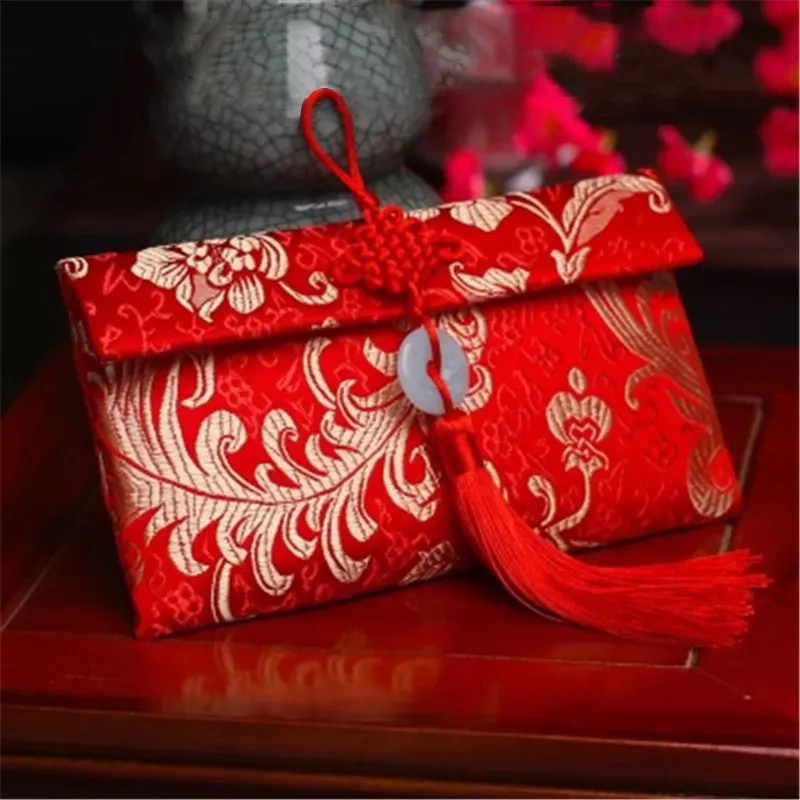 2023 Tassel Design Chinese Style Red Envelope Pocket Multiple Patterns Traditional New Year Red Packet Money Bag for Wedding