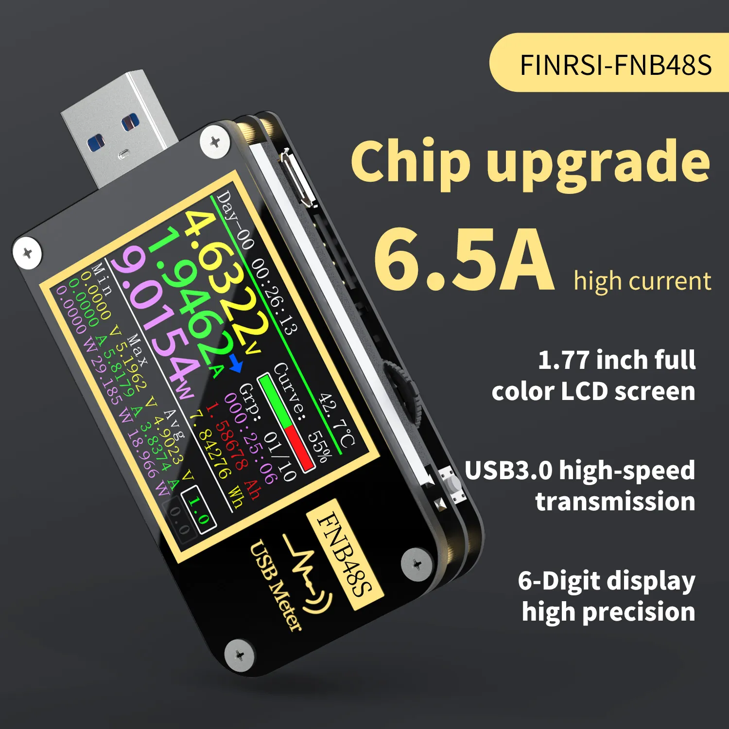 FNIRSI-FNB38/48S/48P/58/C1 TYP-C TYP PD Tetikleyici USB-C Voltmetre Ammeter Hızlı Şarj Protokol Test Tip-C Metre Güç Bankası Test Cihazı