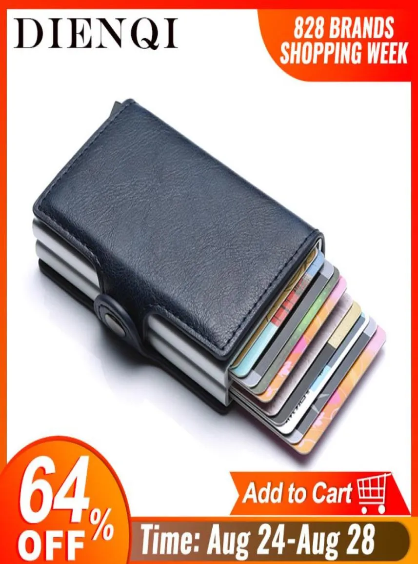 RFID Blocking Protection ID ID Credit Titolo Card Wallet Leather Metal Alluminum Business Bank Case Creditcard Holder Cardcard LJ26208351